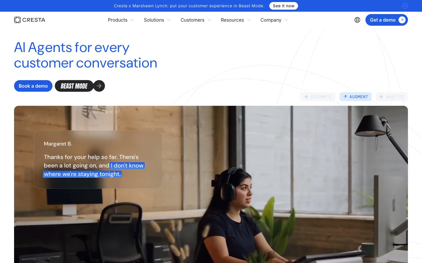 Cresta call center performance management software