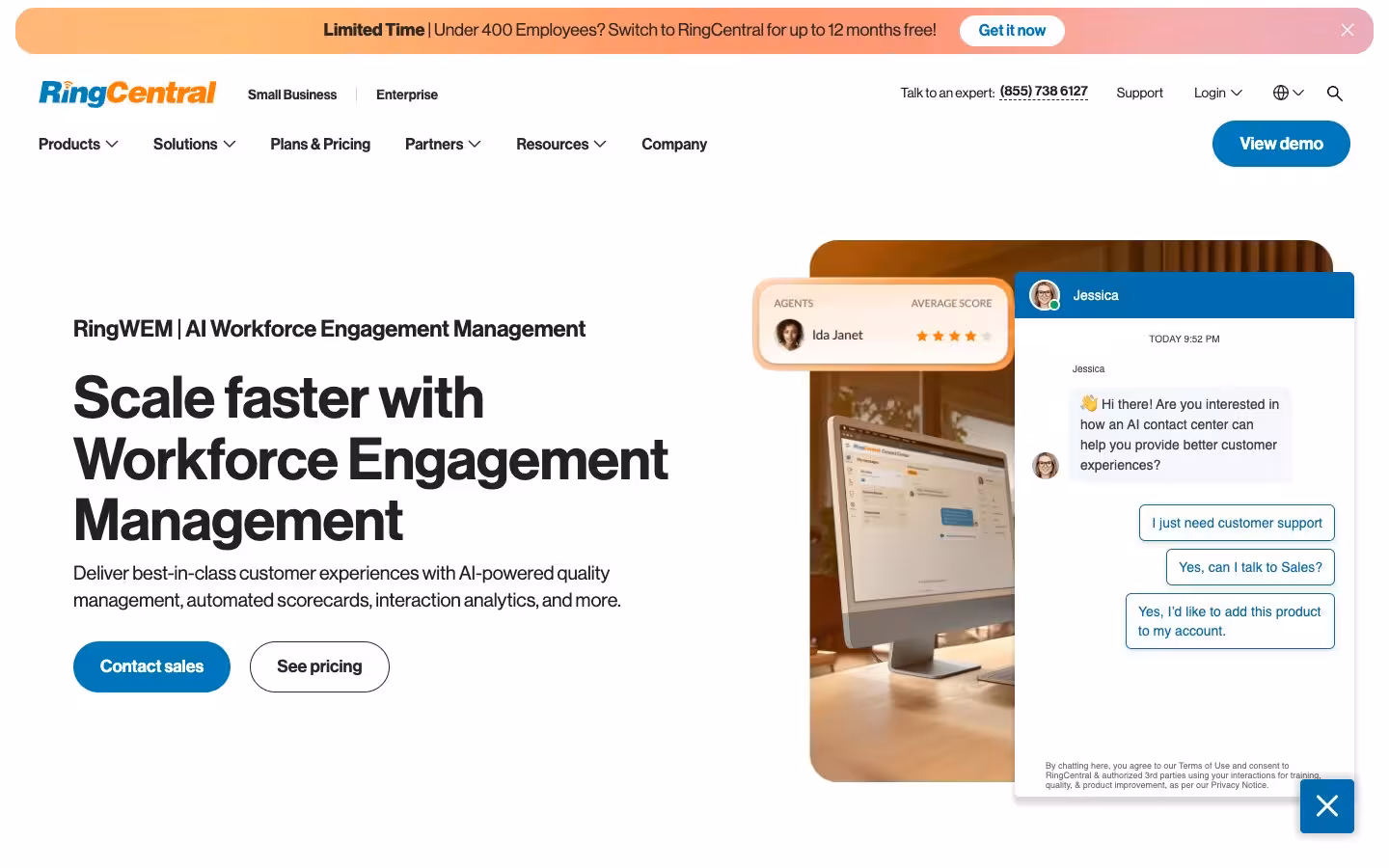 RingCX Call Center Workforce Management Software