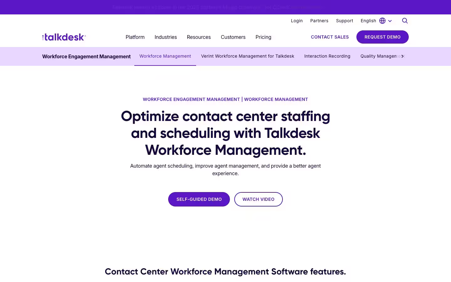 Talkdesk Call Center Workforce Management Software
